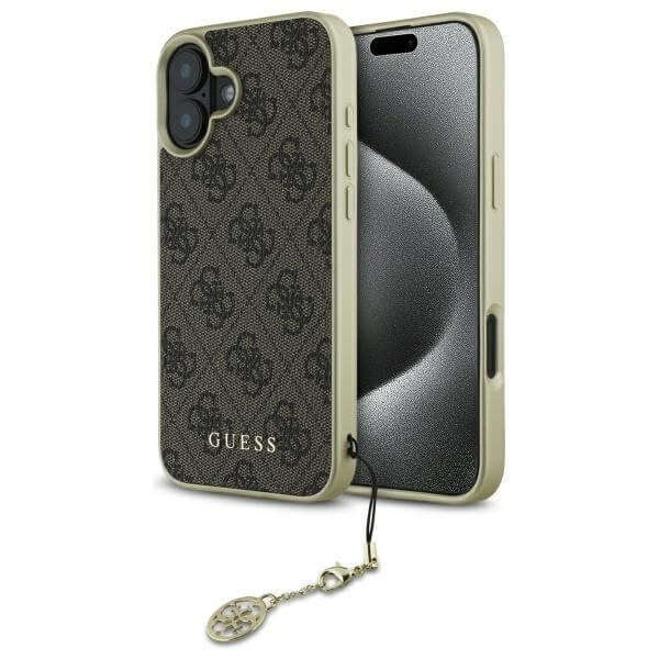 Guess iPhone 16 - 4G Charms Collection - Θήκη με Επένδυση Συνθετικού Δέρματος - Brown - GUHCP16SGF4GBR