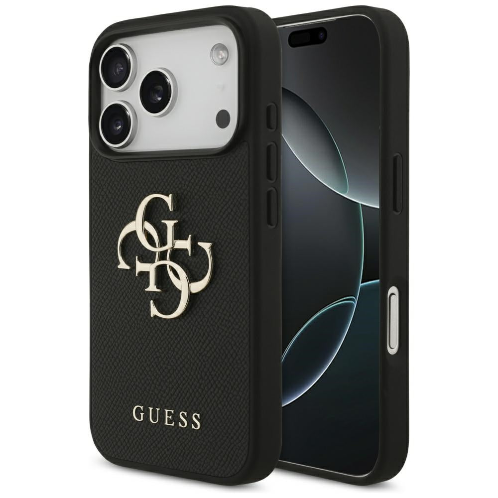 Guess iPhone 17 Pro - Grained Big 4G and Classic Logo - Σκληρή Θήκη με Επένδυση από Οικολογικό Δέρμα - Black - GUHCP17LPGT4MBK