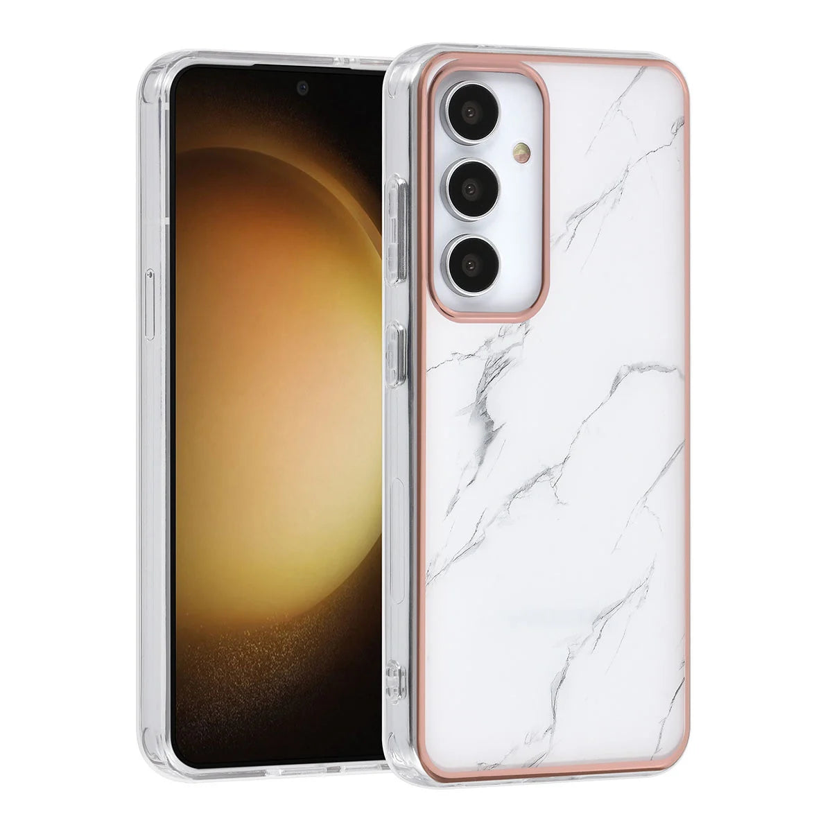 Tuniq Samsung Galaxy S24 - Σκληρή Θήκη με Πλαίσιο Σιλικόνης - Σχέδιο Μάρμαρο - Λευκή