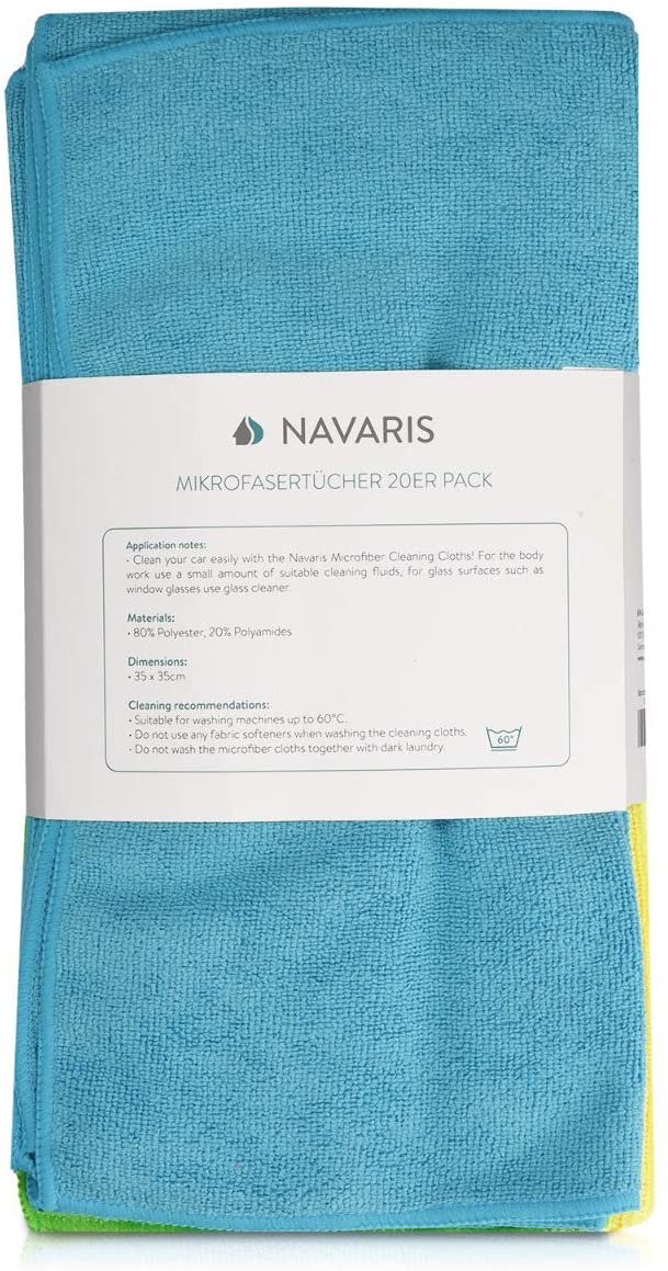 Navaris 20x Microfiber Cleaning Cloth Pack - Σετ 20 Πετσέτες - Multicolor - 46322.02