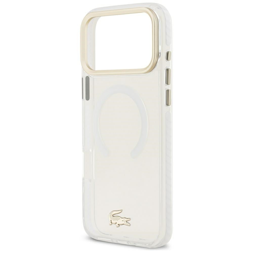 Lacoste iPhone 17 Pro Max / iPhone 18 Pro Max - Σκληρή Θήκη με Πλαίσιο Σιλικόνης - Shockproof IML Shockproof Gold Logo MagSafe - Clear