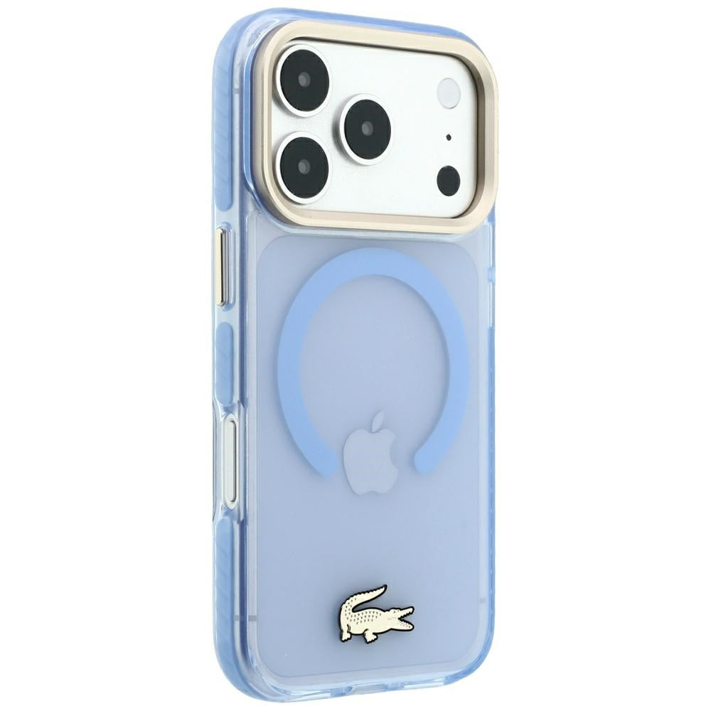 Lacoste iPhone 17 Pro Max / iPhone 18 Pro Max - Σκληρή Θήκη με Πλαίσιο Σιλικόνης - Shockproof IML Shockproof Gold Logo MagSafe - Blue