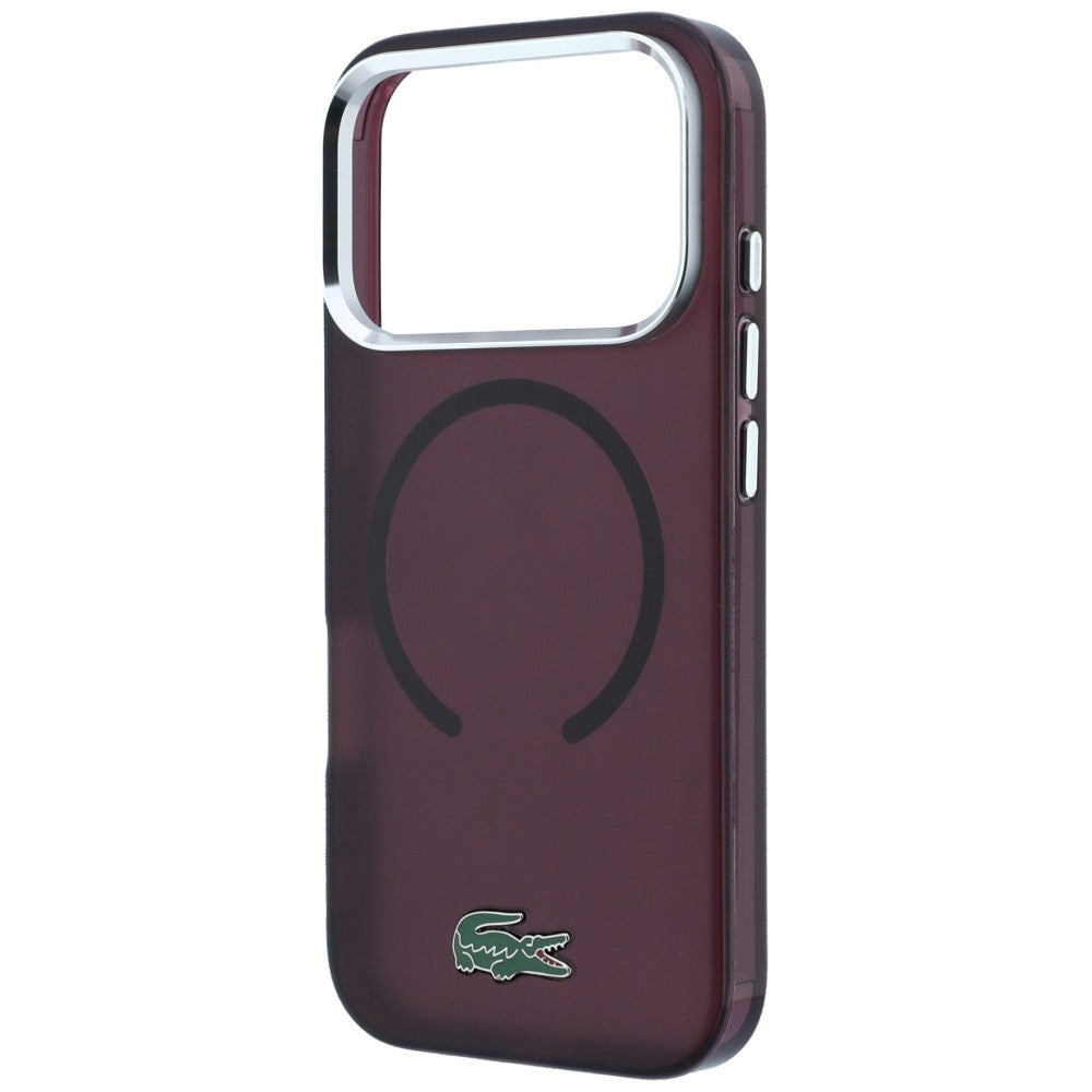 Lacoste iPhone 18 Pro / iPhone 17 Pro - Σκληρή Θήκη με Πλαίσιο Σιλικόνης MagSafe - IML Frosted Laquer Logo - Burgundy