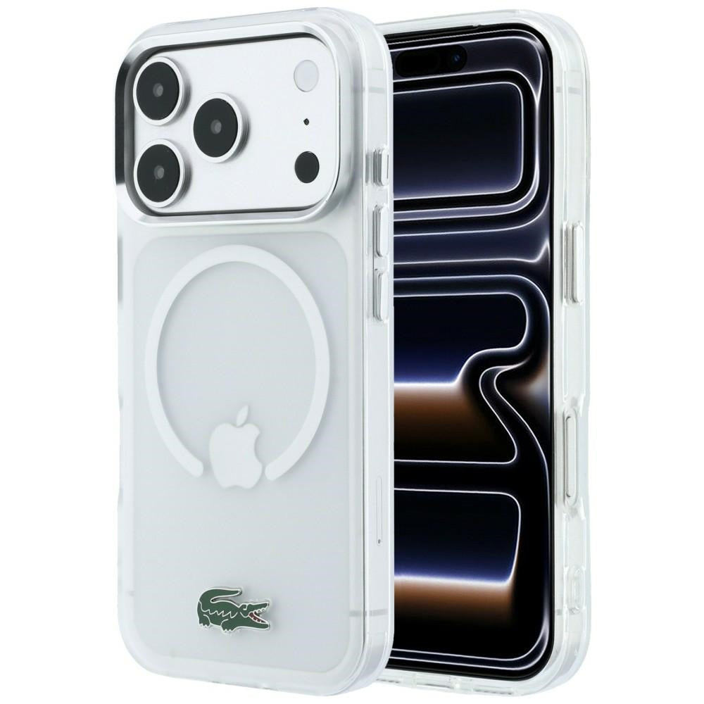 Lacoste iPhone 18 Pro / iPhone 17 Pro - Σκληρή Θήκη με Πλαίσιο Σιλικόνης MagSafe - IML Frosted Laquer Logo - Clear