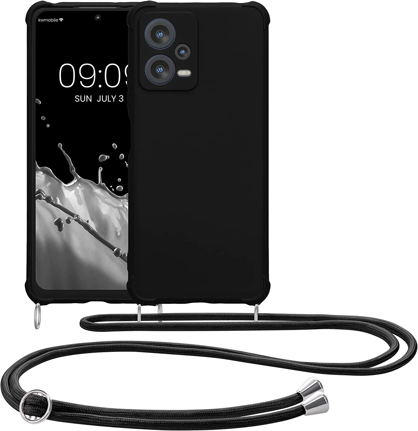 KW Xiaomi Redmi Note 12 5G / Xiaomi Poco X5 5G Θήκη Σιλικόνης TPU με Λουράκι - Black - 60893.01