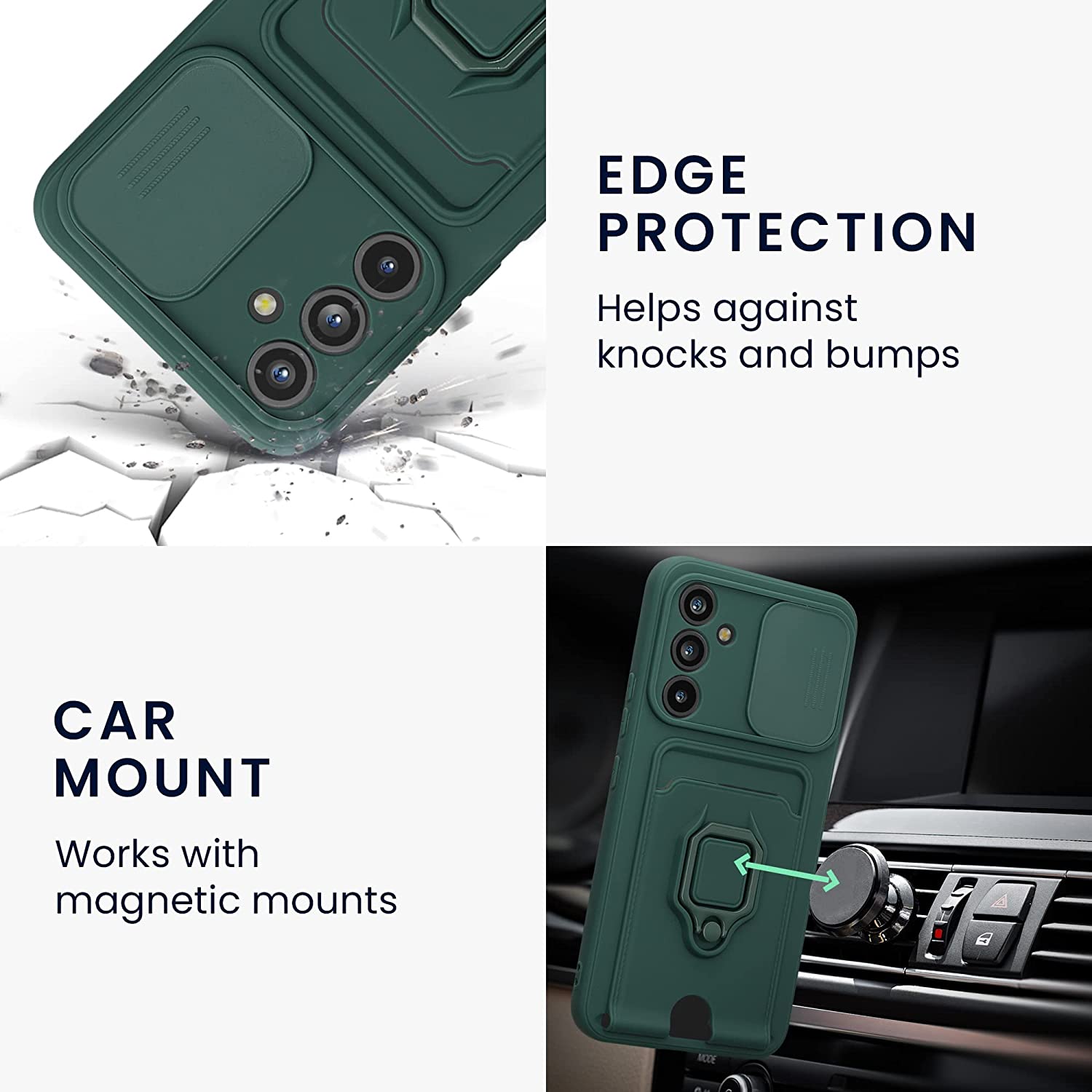 KW Samsung Galaxy A54 5G Θήκη Σιλικόνης με Κάλυμμα για την Κάμερα και Δαχτυλίδι Συγκράτησης - Moss Green - 61339.169