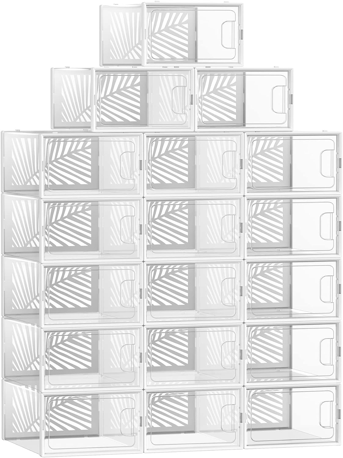Songmics Σετ με 18 Πλαστικά Κουτιά Αποθήκευσης Υποδημάτων - White / Διάφανα - LSP106W18