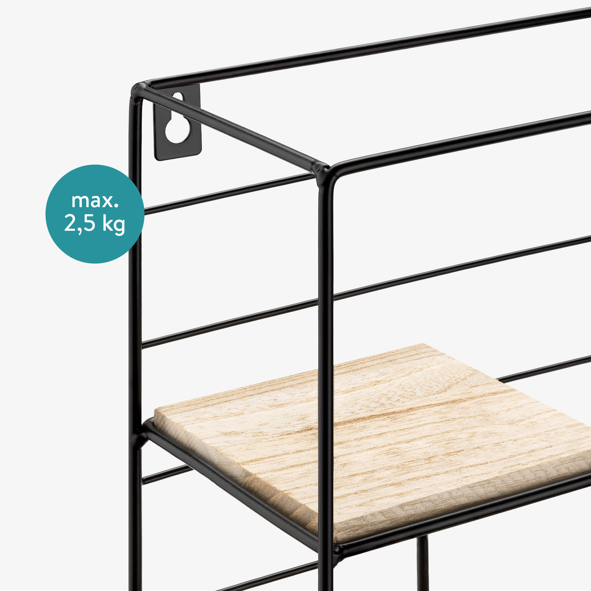 Navaris Ράφι Τοίχου - Square - 22 x 22 x 11 cm - Black - 54569.1