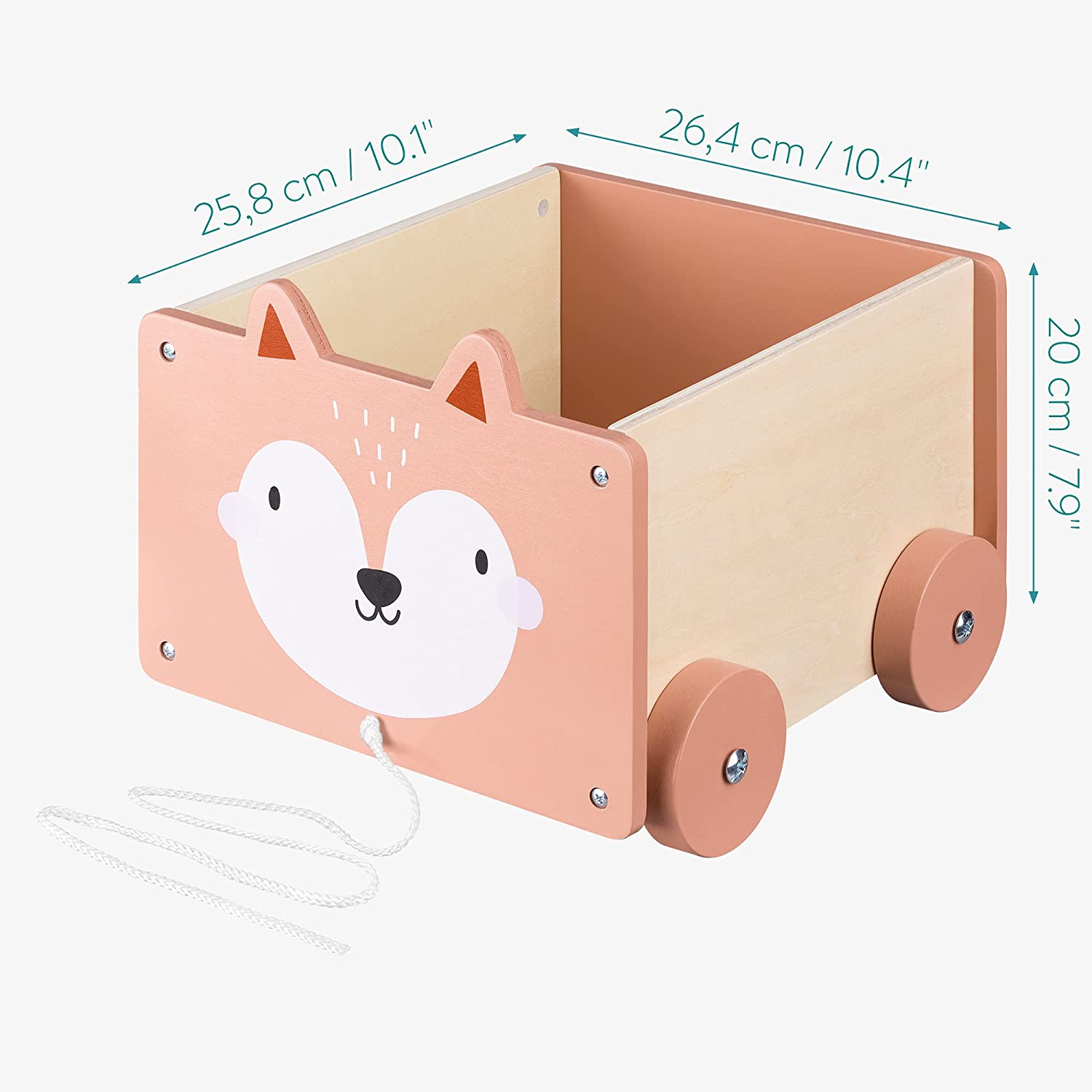 Navaris Toy Box Storage for Toys with Wheels - Παιδικό Κουτί Αποθήκευσης Παιχνιδιών με Ρόδες - Brown - 51163.05
