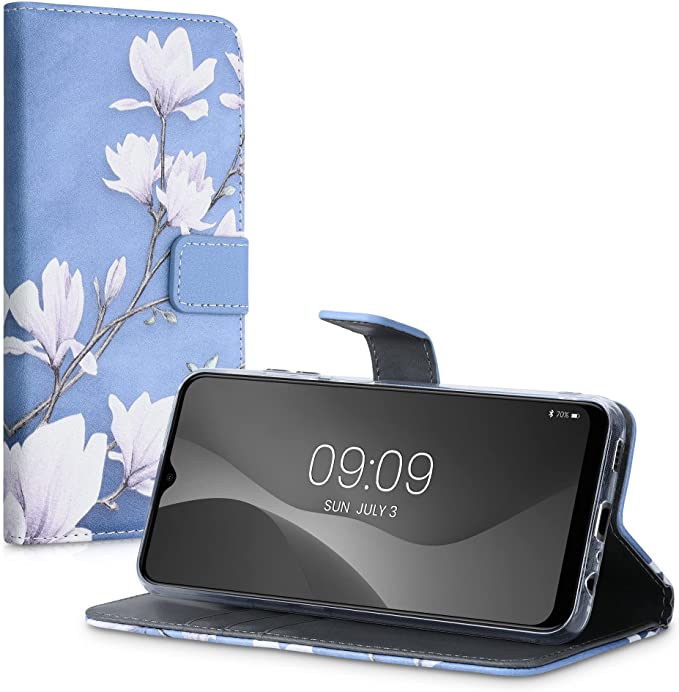 KW Samsung Galaxy A03s Θήκη Πορτοφόλι Stand - Design Magnolias - Taupe / White / Blue Grey - 56970.01