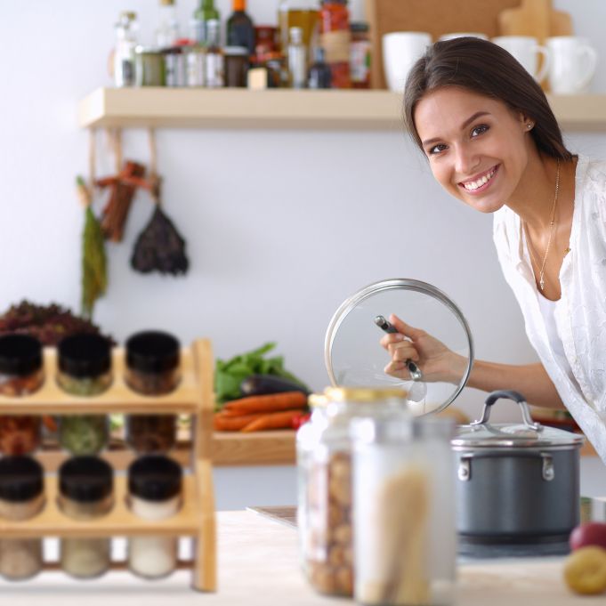 Relaxdays Βάση Μπαχαρικών από Μπαμπού με 8 Δοχεία - Natural - 4052025288242