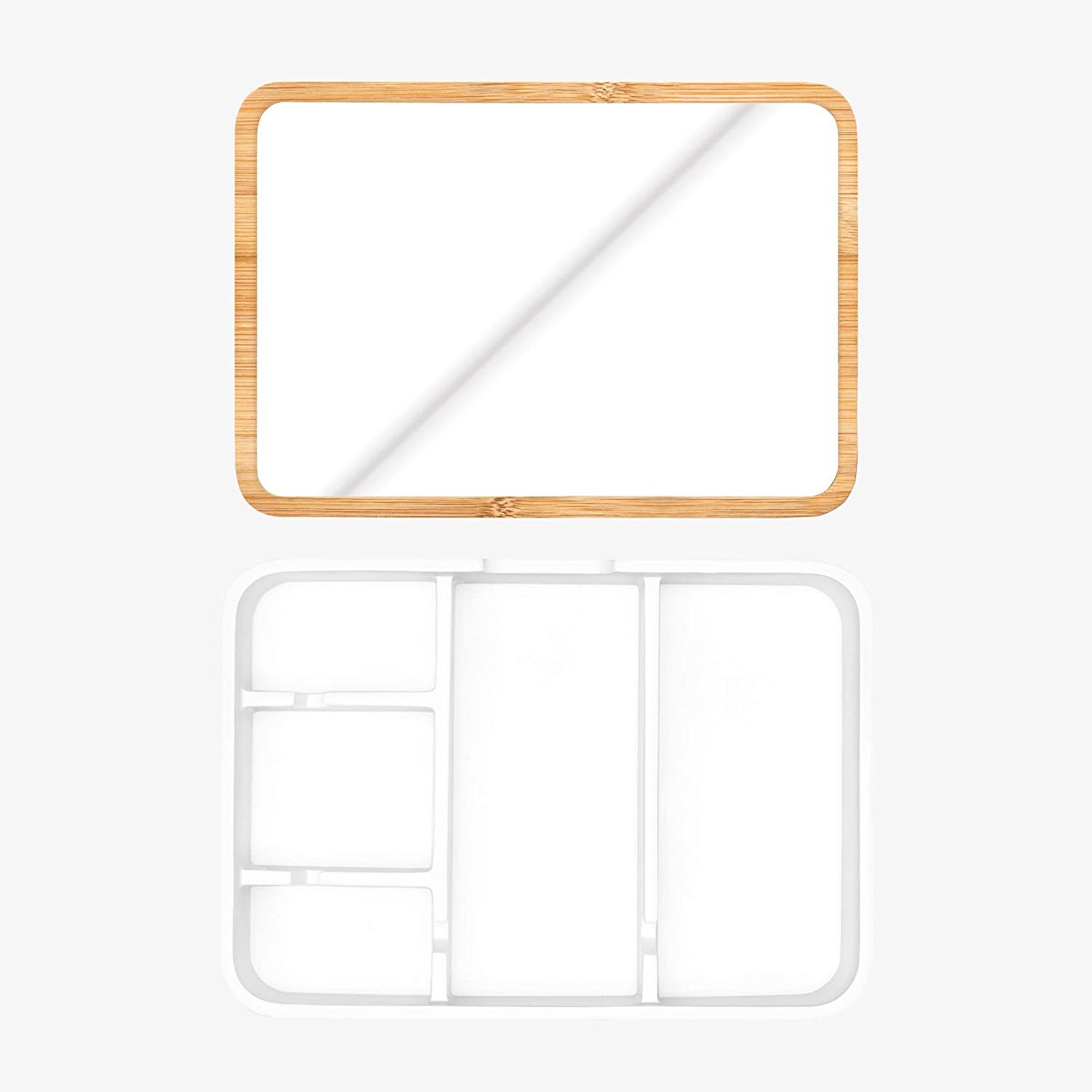 Navaris Κουτί Αποθήκευσης Κοσμημάτων με Καθρέπτη και Καπάκι - White / Brown - 49049.02