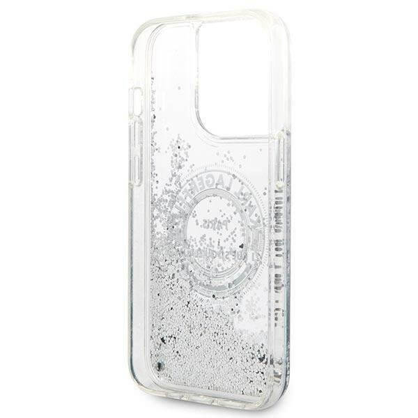Karl Lagerfeld iPhone 14 Pro Max - Liquid Glitter RSG Σκληρή Θήκη με Πλαίσιο Σιλικόνης - Διάφανη / Silver - KLHCP14XLCRSGRS