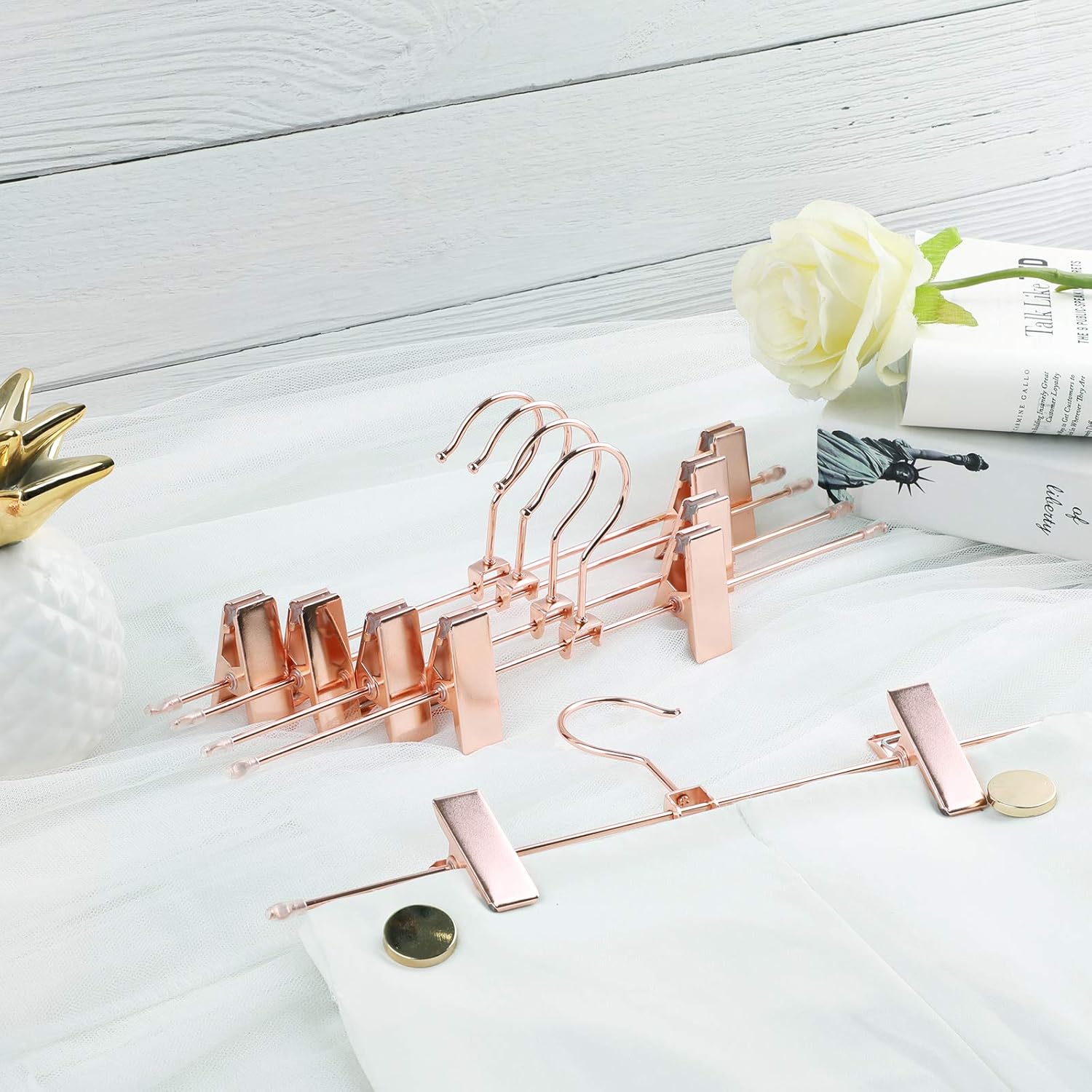 Songmics Σετ με 10 Μεταλλικές Κρεμάστρες Παντελονιών - Rose Gold - CRI46R-10