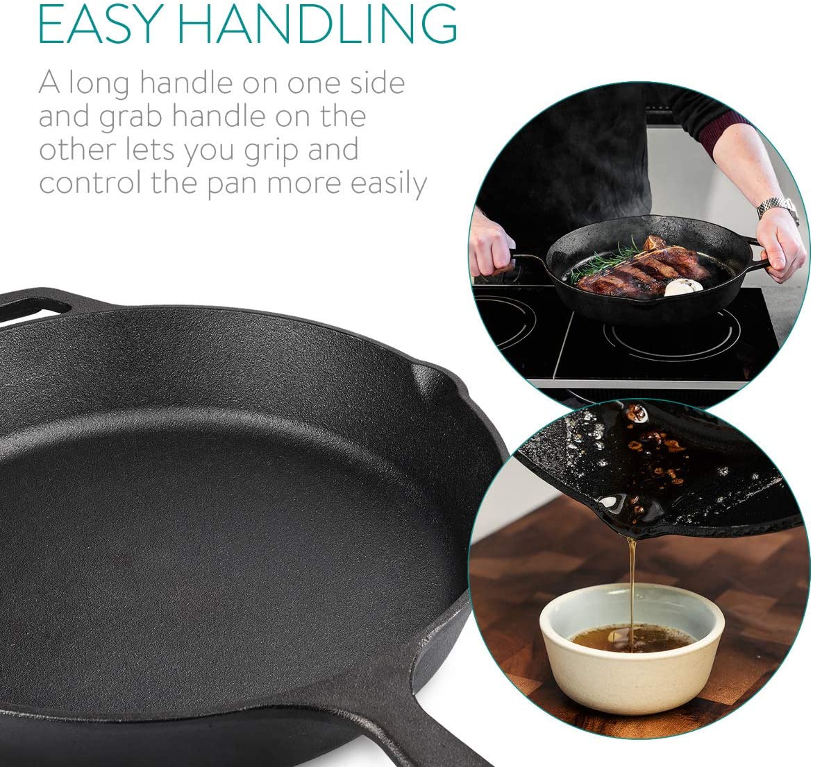 Navaris Τηγάνι από Χυτοσίδηρο με Λαβή - 30cm - Black - 48585.01