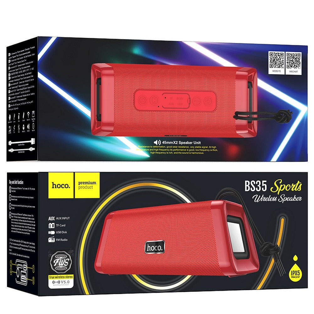 Hoco Classic Sound BS35 Ασύρματο Bluetooth 5.0 Ηχείο με Ενσωματωμένο Μικρόφωνο - Red