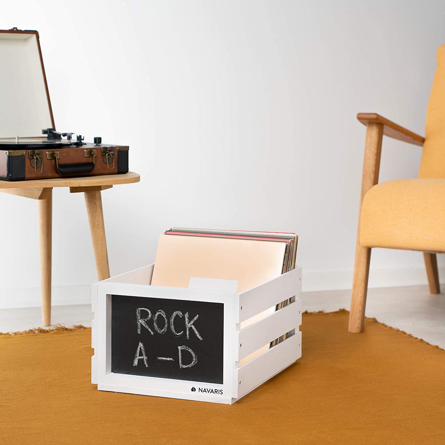 Navaris Ξύλινο Κουτί Αποθήκευσης με Πίνακα Κιμωλίας - White - 53026.01.02