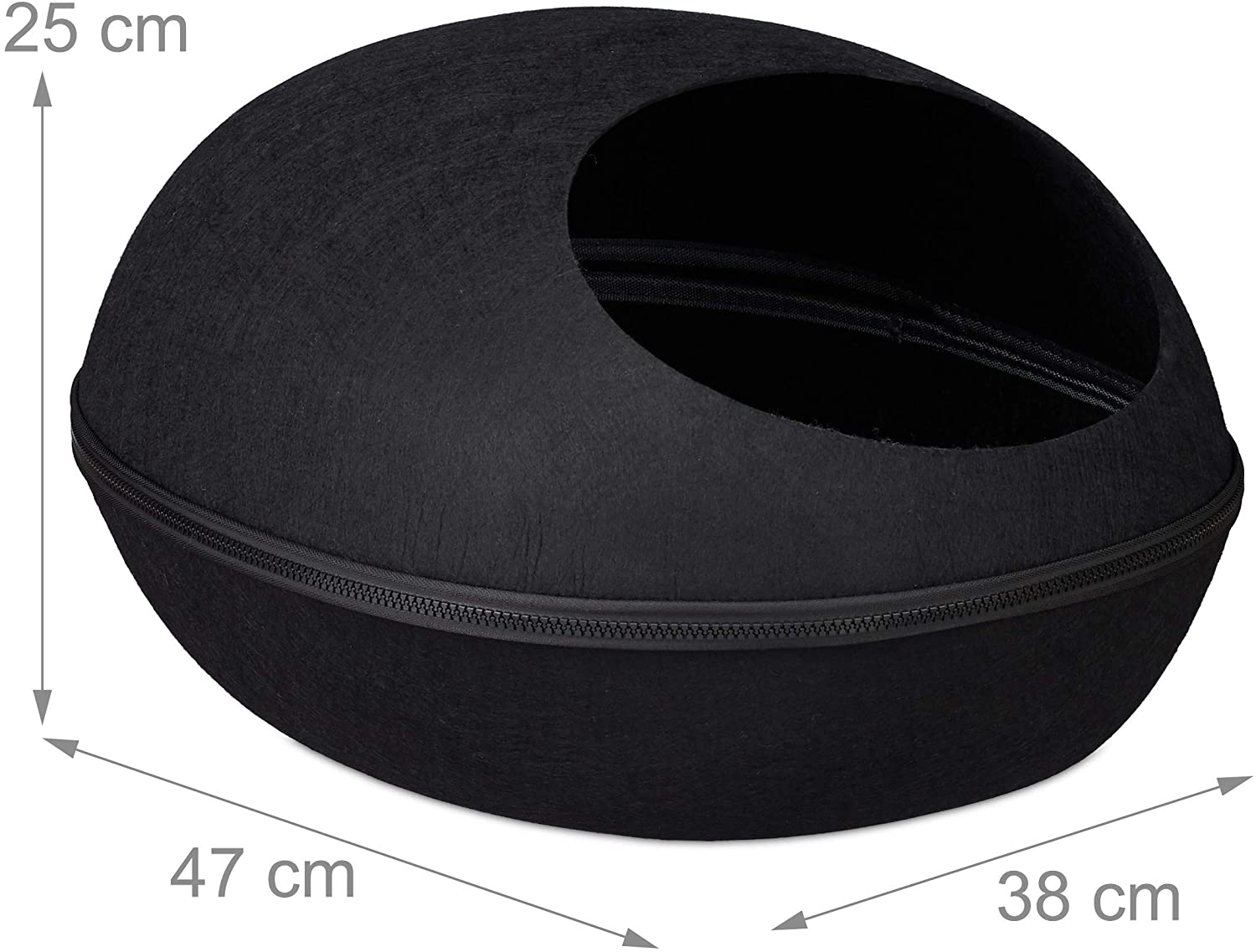 Relaxdays Σπηλιά από Τσόχα για Γάτες - 25 x 38 x 47 cm - Black - 4052025920180