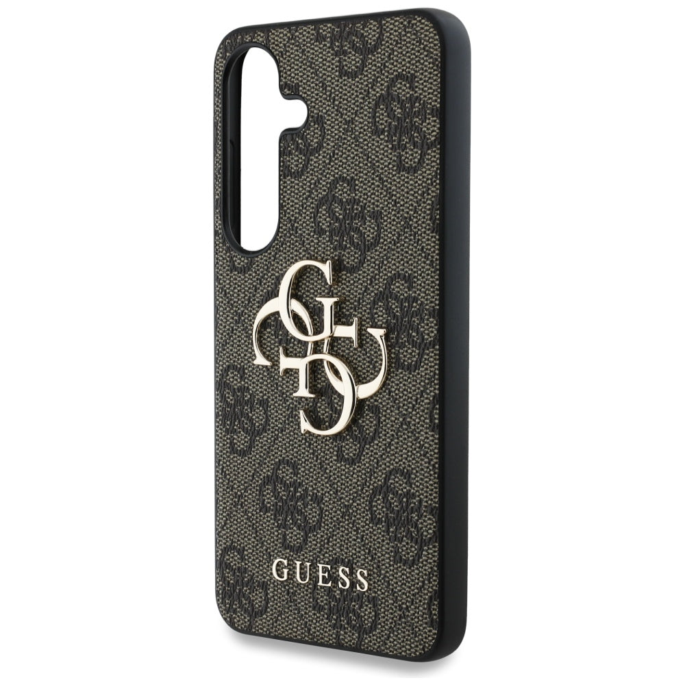 Guess Samsung Galaxy S25 - 4G Big Metal Logo - Θήκη με Επένδυση Συνθετικού Δέρματος - Brown - GUHCS25S4GMGBR
