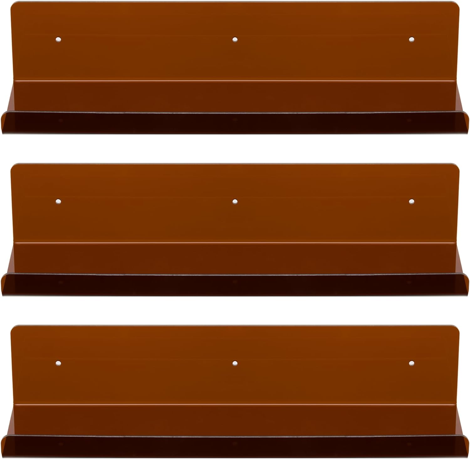 Navaris Σετ με 3 Ακρυλικά Ράφια - 38 x 10 cm - Brown - 61698.02