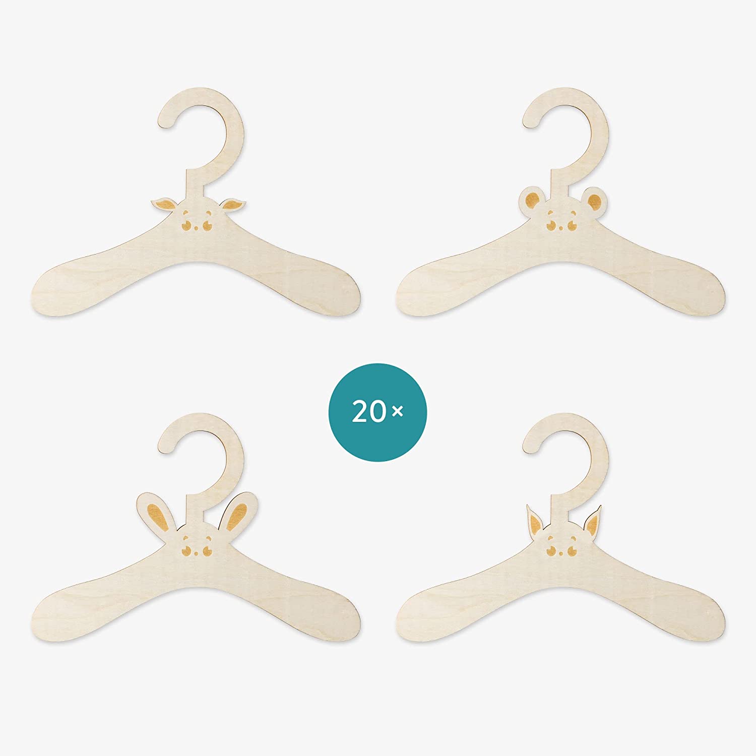 Navaris Σετ με 20 Βρεφικές Ξύλινες Κρεμάστρες Ρούχων και 6 Διαχωριστικά - ‎Beige - 57942.26