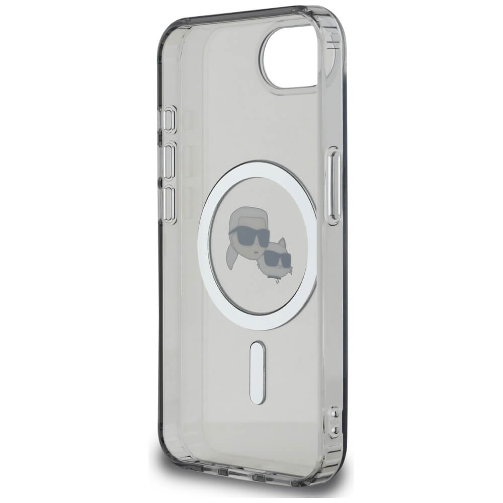 Karl Lagerfeld iPhone 16e - IML Metal Karl and Choupette Heads - MagSafe Σκληρή Θήκη με Πλαίσιο Σιλικόνης - Black - KLHMPSE4HLSKCK