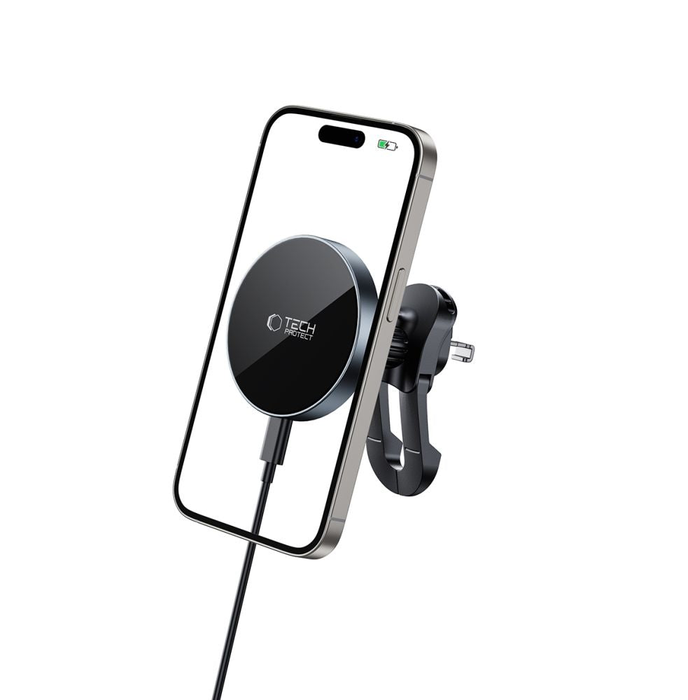 Tech-Protect MM15W-V5 Μαγνητική Βάση για τον Αεραγωγό του Αυτοκινήτου με Ασύρματη Φόρτιση MagSafe 15W - Black