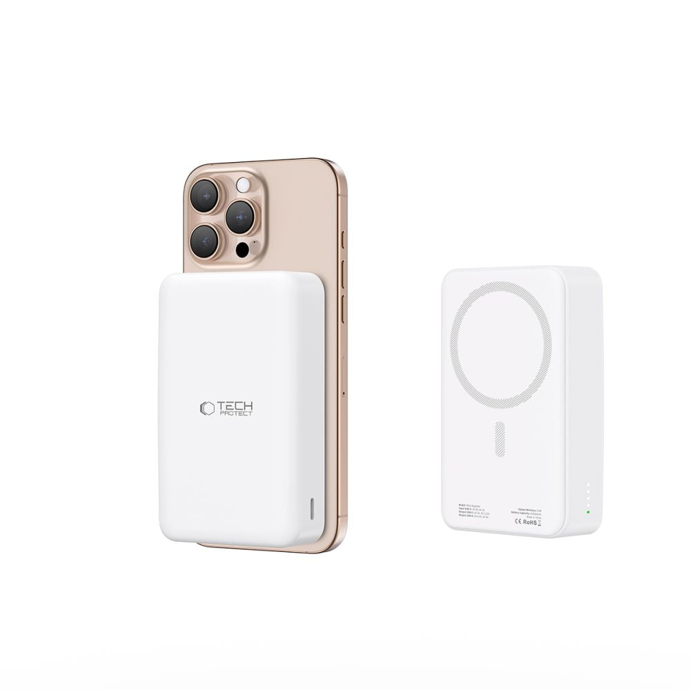 Tech-Protect PB12 Lifemag MagSafe PowerBank Μαγνητικό PowerBank Κινητού 20000 mAh - White