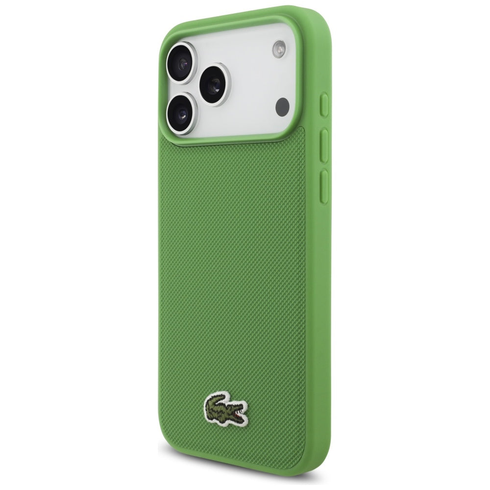 Lacoste iPhone 17 Pro Max - Iconic Petit Pique Woven Logo MagSafe - Σκληρή Θήκη με Πλαίσιο Σιλικόνης - Green