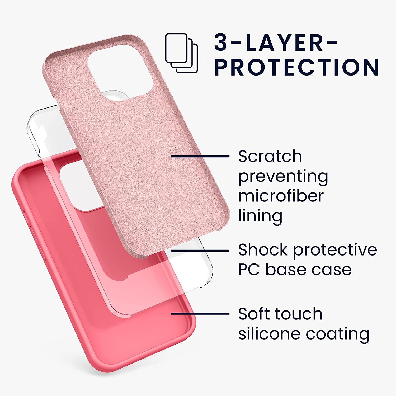 KW iPhone 13 Pro Θήκη Σιλικόνης Rubberized TPU - Neon Coral - 55880.103