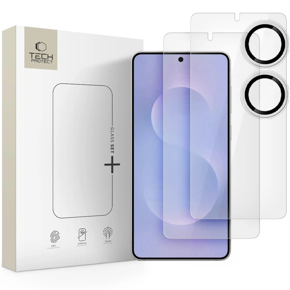 Tech-Protect Samsung Galaxy S25 Edge - Glass Set+ - Σετ με 2 Tempered Glass Αντιχαρακτικά Γυαλιά Οθόνης και 1 Αντιχαρακτικό Γυαλί για την Κάμερα - Διάφανα
