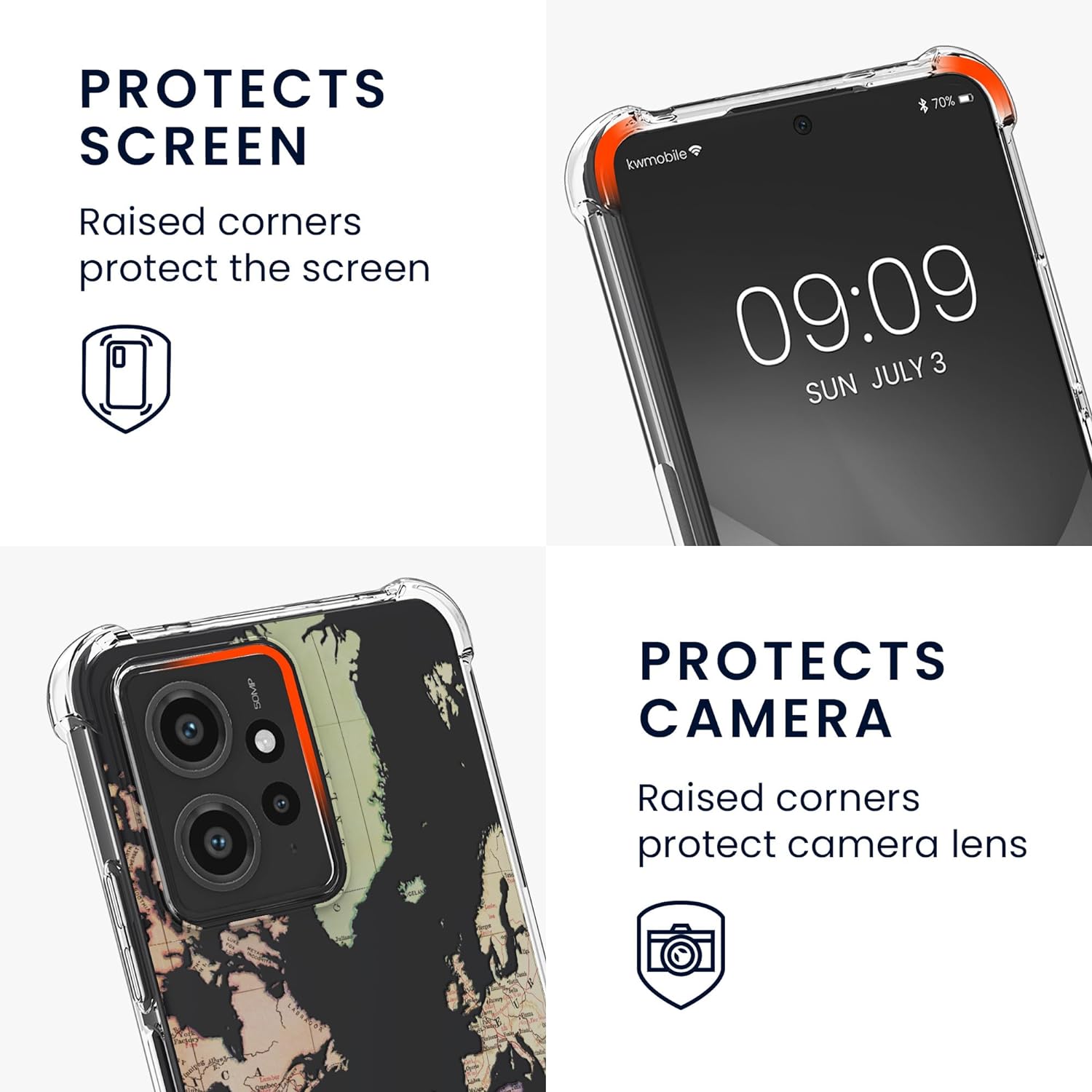 KW Xiaomi Redmi Note 12 4G Θήκη Σιλικόνης TPU με Λουράκι - Design Travel - Black / Multicolor / Διάφανη