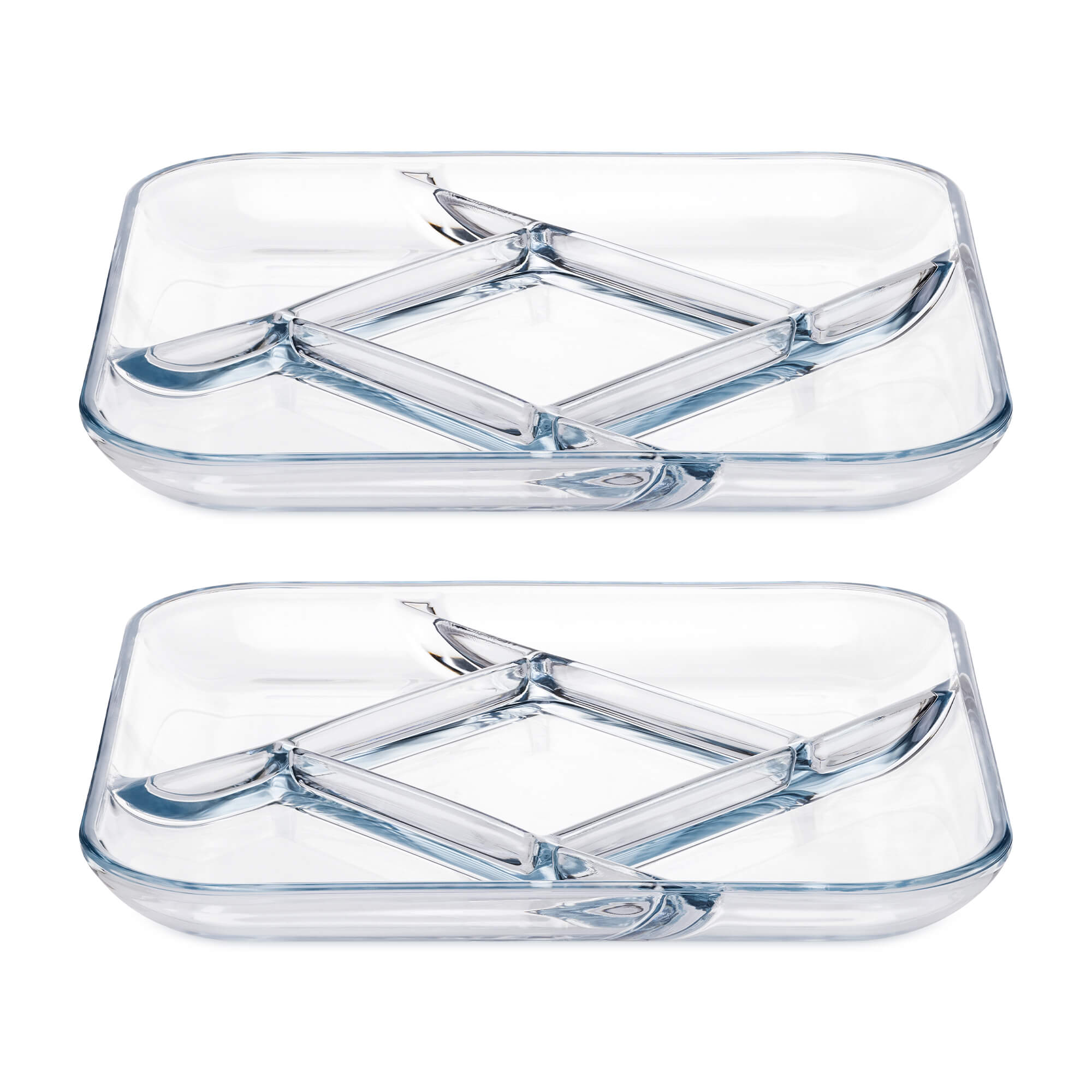 Navaris Σετ με 2 Γυάλινα Πιάτα με Διαχωριστικά - Διάφανα / Blue - 55919.02