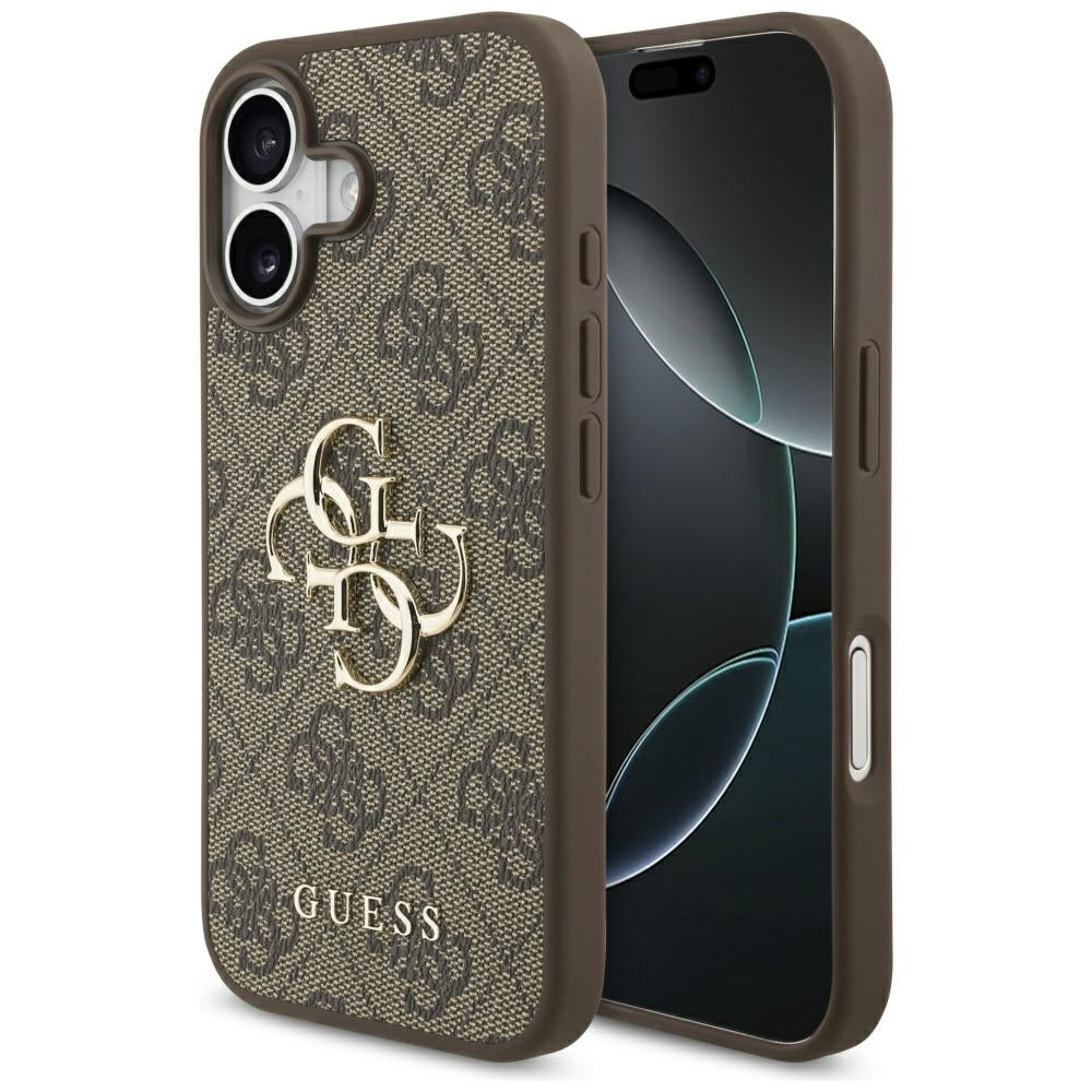 Guess iPhone 17 - 4G Big Logo - Σκληρή Θήκη με Πλαίσιο Σιλικόνης και Επένδυση Συνθετικού Δέρματος - Brown - GUHCP17S4GMGBR