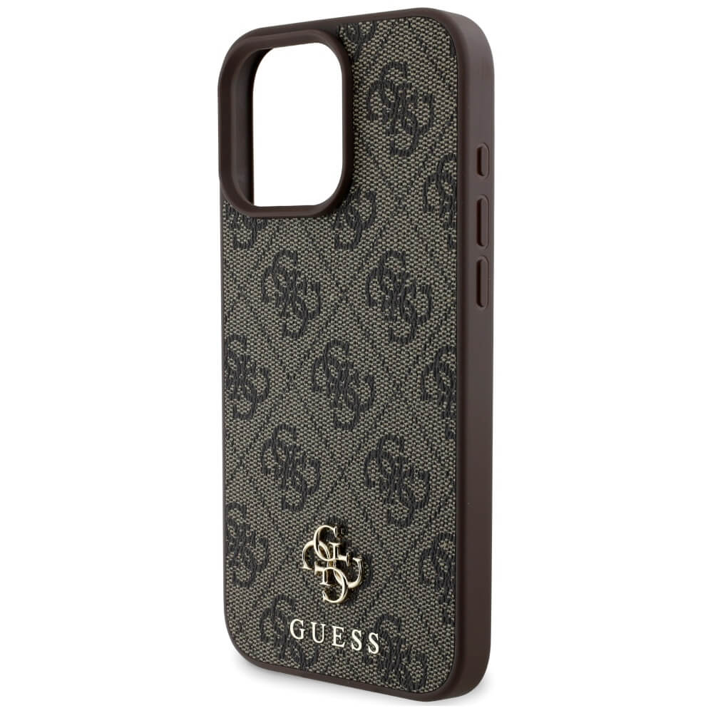 Guess iPhone 16 Pro - HC PU 4G Small 4G and Classic - MagSafe Σκληρή Θήκη με Επένδυση από Οικολογικό Δέρμα - Brown - GUHMP16LP4SM4MW