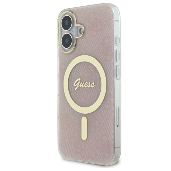 Guess iPhone 16 Plus - IML 4G MagSafe - Σκληρή Θήκη με Πλαίσιο Σιλικόνης - Pink - GUHMP16MH4STP