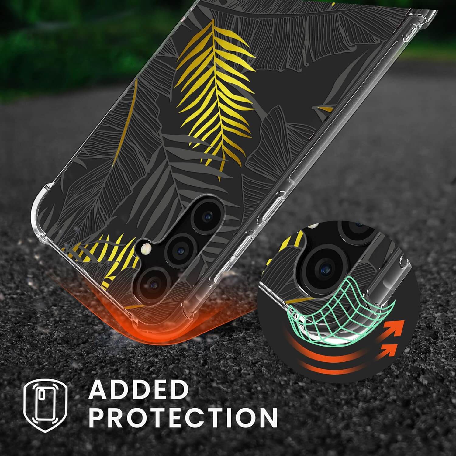 KW Samsung Galaxy A35 5G Θήκη Σιλικόνης TPU με Λουράκι - Design Jungle - Yellow / Grey / Διάφανη