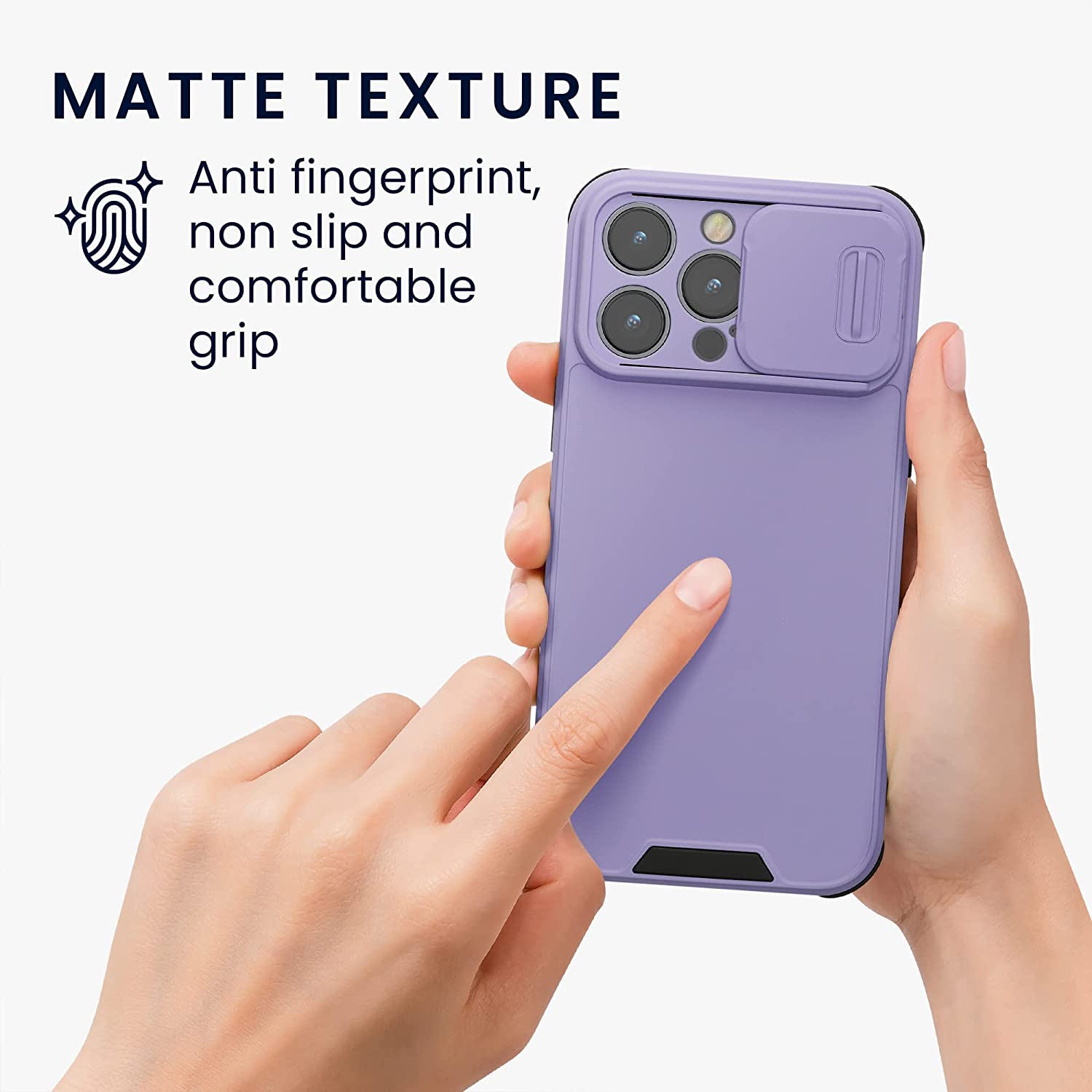 KW iPhone 14 Pro Max Hybrid Σκληρή Θήκη με Πλαίσιο Σιλικόνης TPU και Κάλυμμα για την Κάμερα - Purple - 60355.221