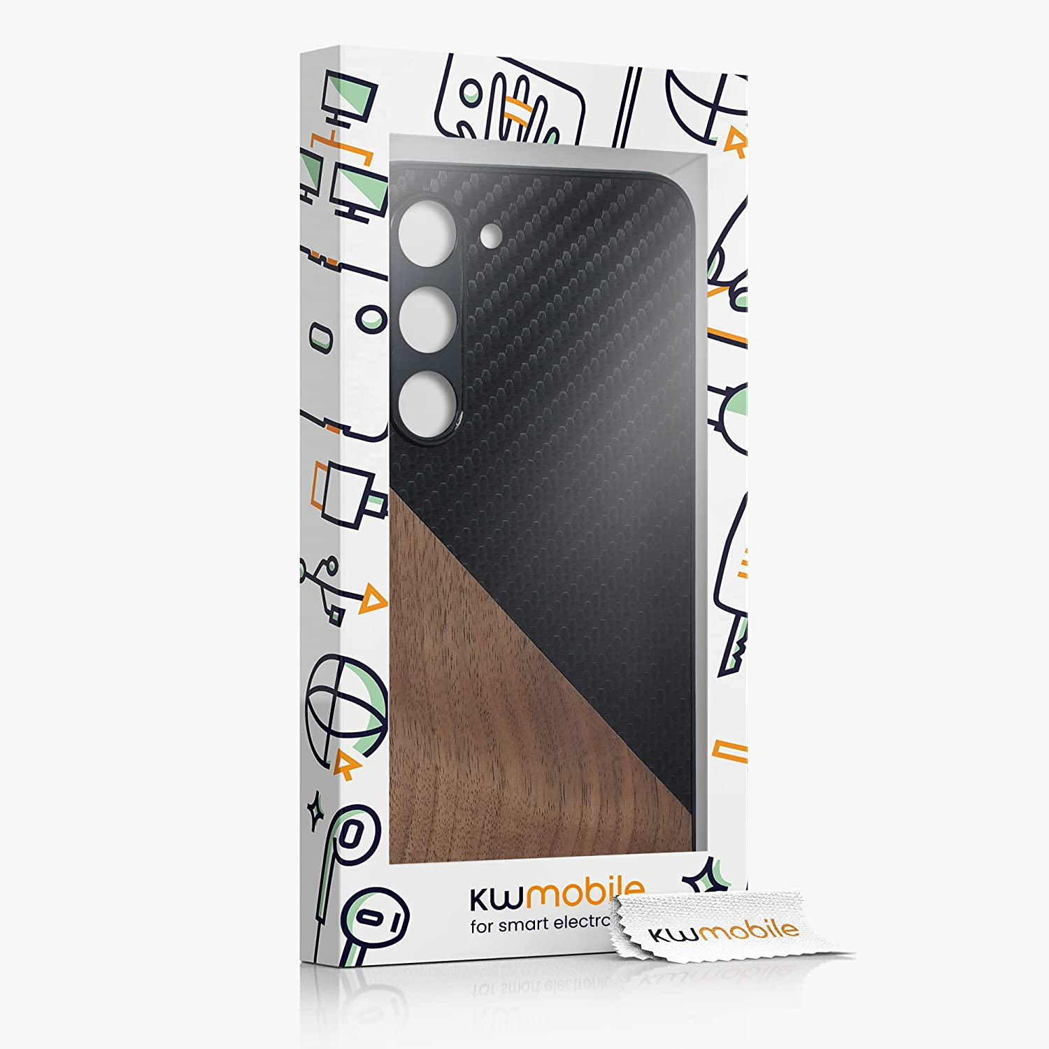 KW Samsung Galaxy S23 Θήκη από Φυσικό Ξύλο και Carbon - Dark Brown / Black - 60504.01