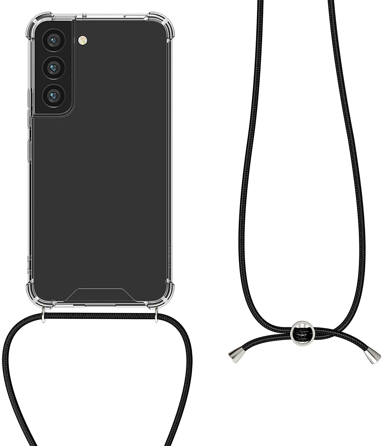 KW Samsung Galaxy S22 Θήκη Σιλικόνης TPU με Λουράκι - Διάφανη / Black - 56759.01