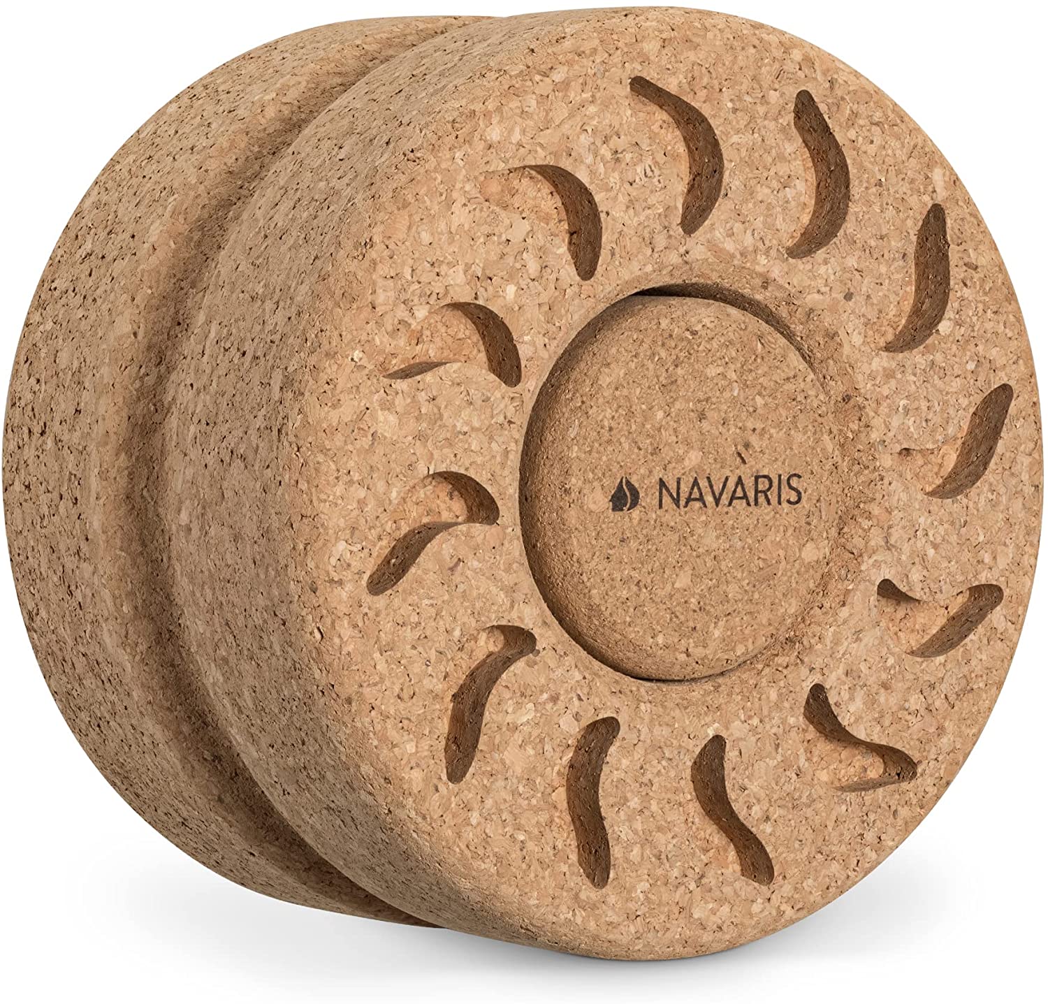 Navaris Σετ Τροχός και Κύλινδρος Yoga από Φελλό - Light Brown - 55001.01