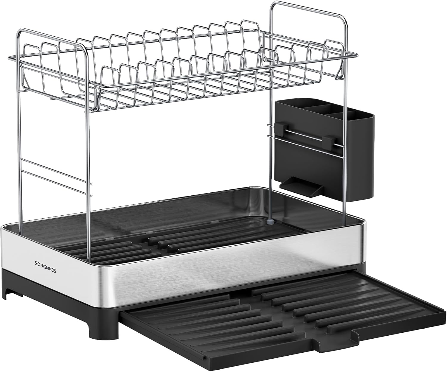 Songmics Στεγνωτήριο Πιάτων και Μαχαιροπίρουνων 2 Επιπέδων - Silver / Black - KCS036B01
