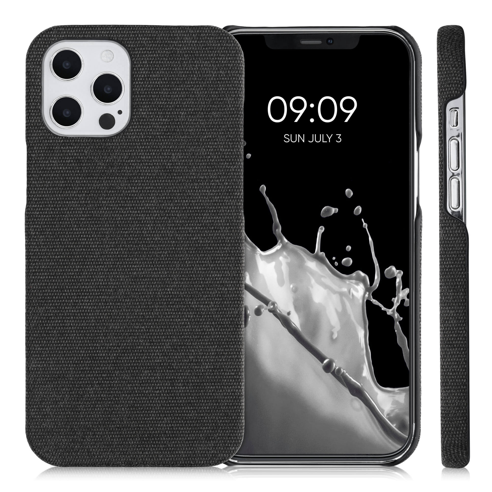 KW iPhone 12 Pro Max Σκληρή Θήκη με Υφασμάτινη Επένδυση - Dark Grey - 55753.19