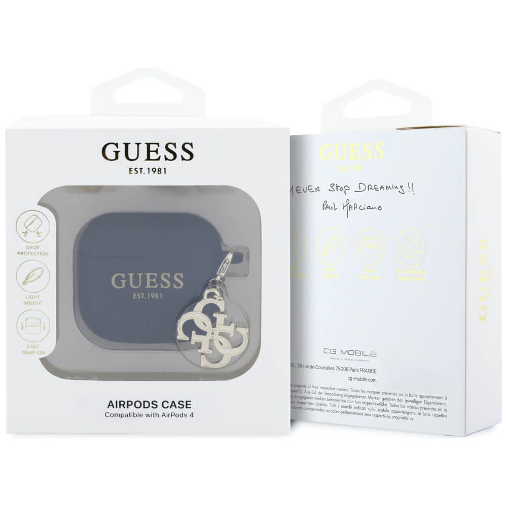 Guess AirPods 4 Θήκη Σιλικόνης - Silicone 4G Charm - Black