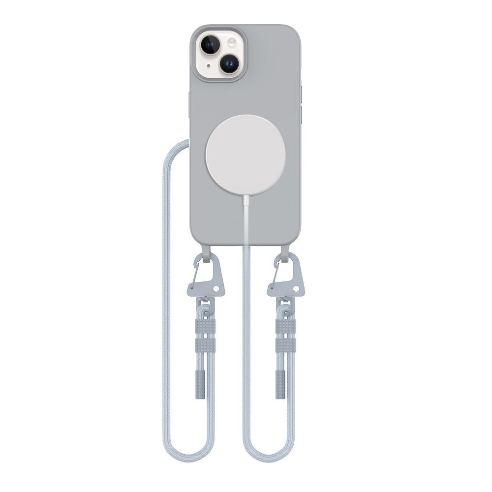 Tech-Protect iPhone 14 MagNecklace - MagSafe Θήκη Σιλικόνης TPU με Pυθμιζόμενο Αποσπώμενο Κορδόνι - Crayon Grey