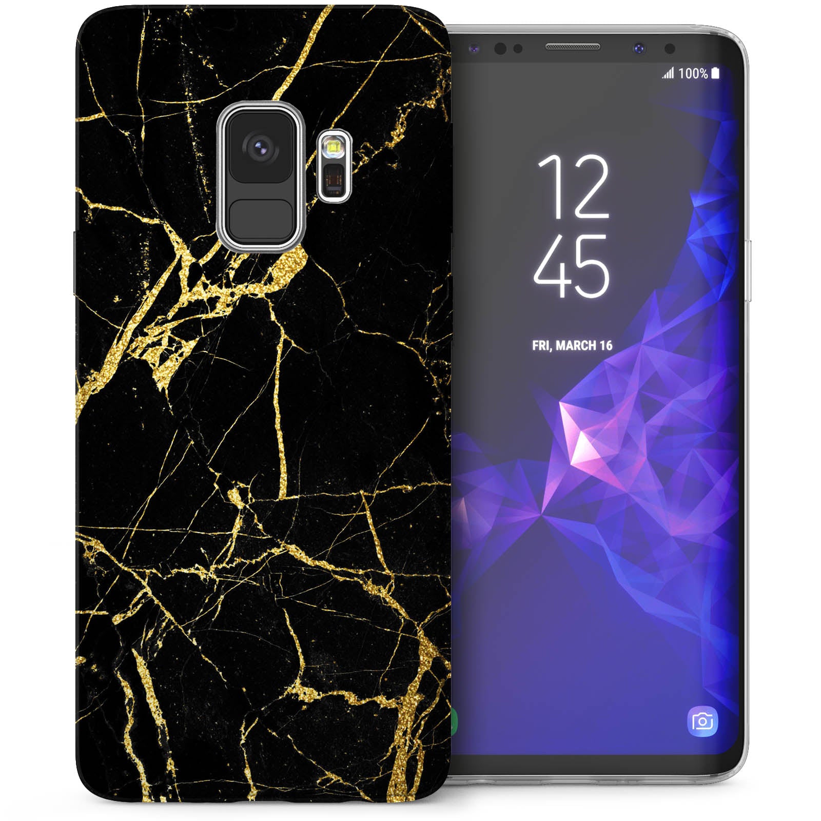 Caseflex iPhone XS Max Θήκη Σιλικόνης TPU - Marble - Black / Gold