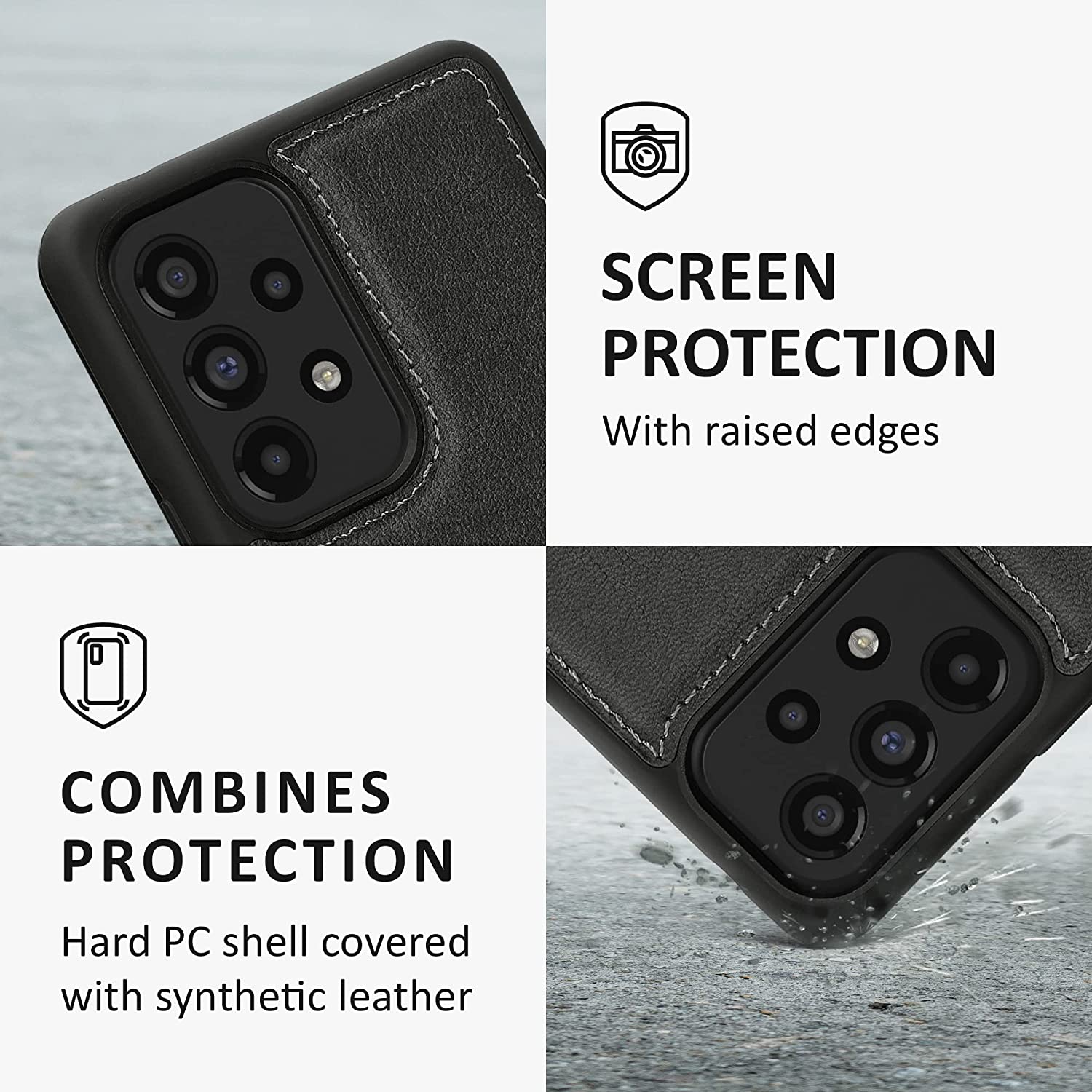 Kalibri Samsung Galaxy A53 5G Θήκη από Συνθετικό Δέρμα με Υποδοχή για Κάρτα - Grey / Light Grey - 59489.22