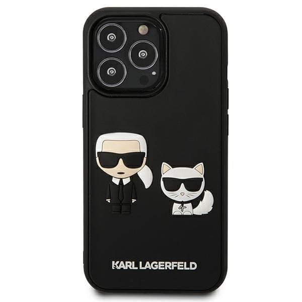 Karl Lagerfeld iPhone 13 Pro - 3D Silicone TPU Karl and Choupette Θήκη Σιλικόνης με Επένδυση από Μικροϊνες - Black - KLHCP13L3DRKCK