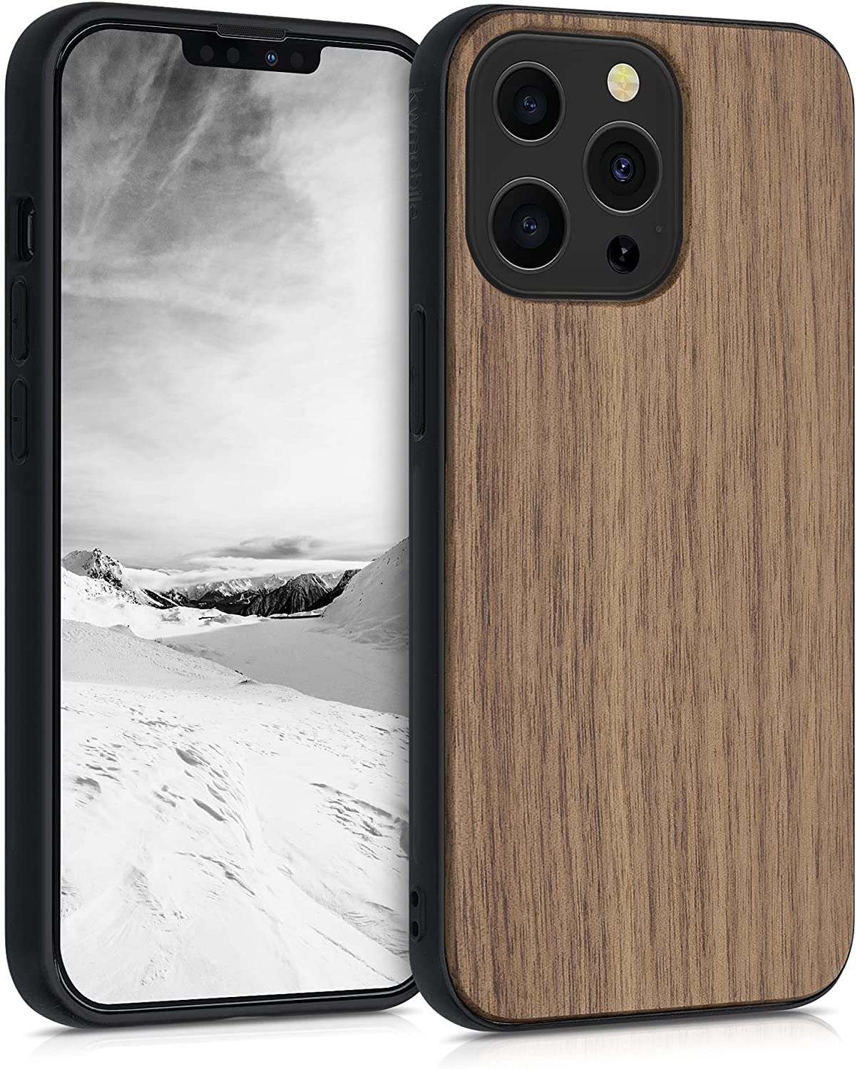 KW iPhone 13 Pro Θήκη από Φυσικό Ξύλο - Dark Brown - 55968.18