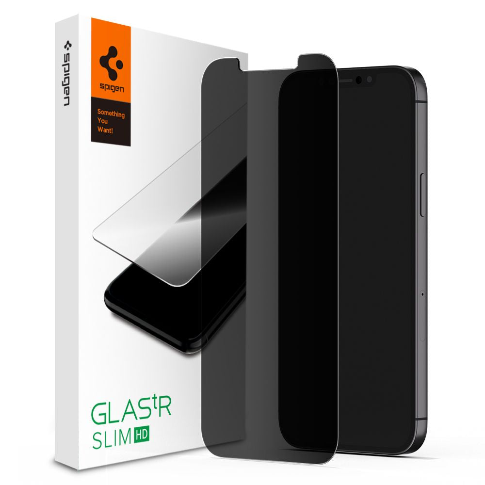 Spigen iPhone 12 / iPhone 12 Pro GLAS.tR Privacy HD 2.5D Αντιχαρακτικό Γυαλί Οθόνης 9H - Clear / Black - AGL01513